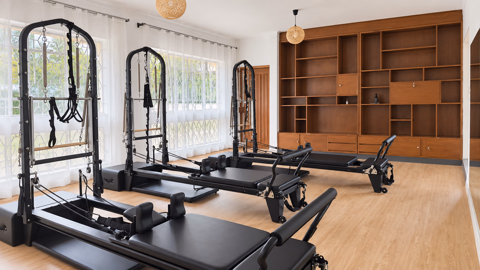 The reformer beds in the studio